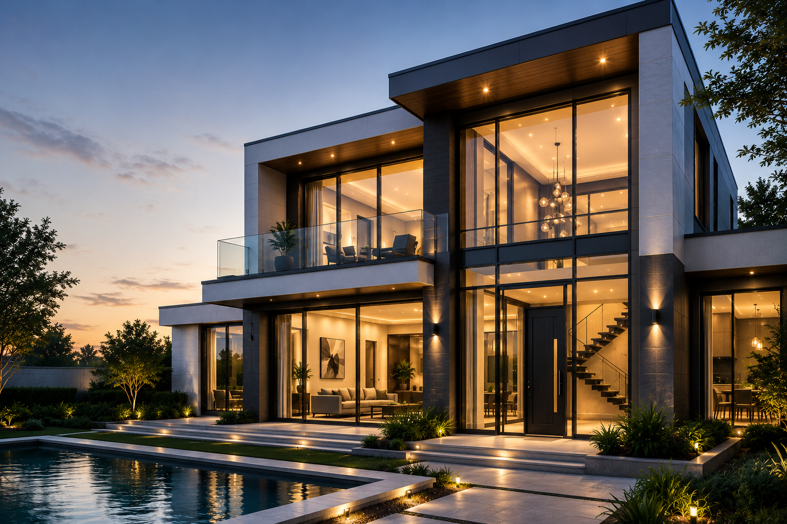 Premium modern architecture with large windows