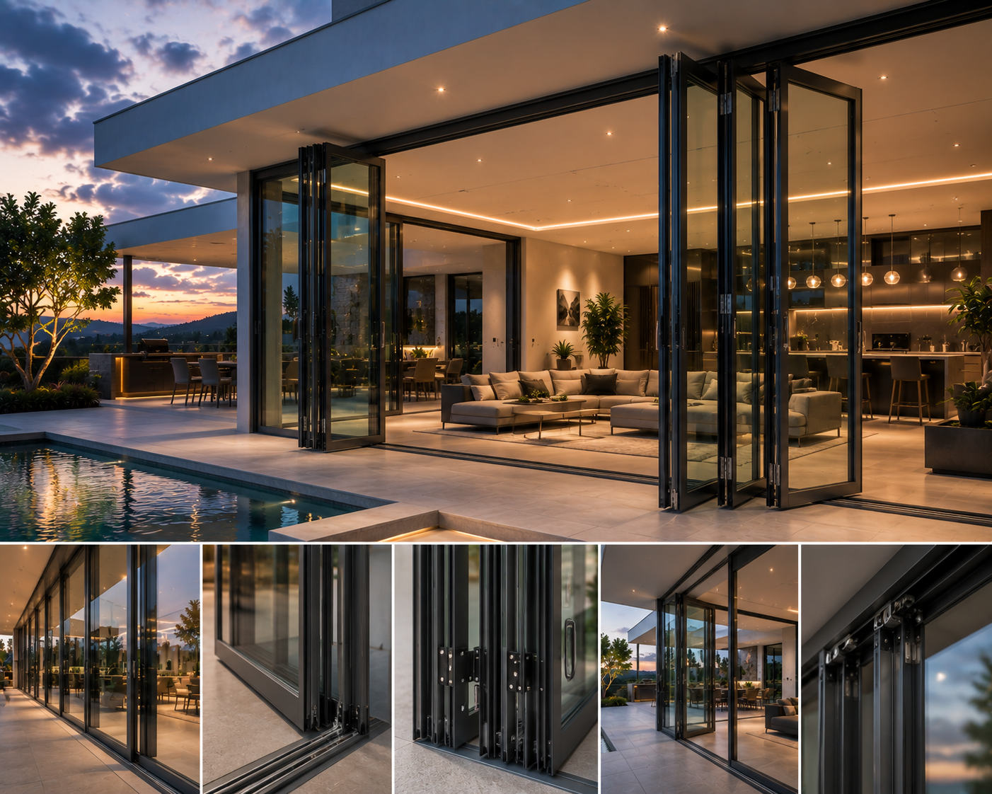 Sliding folding patio doors