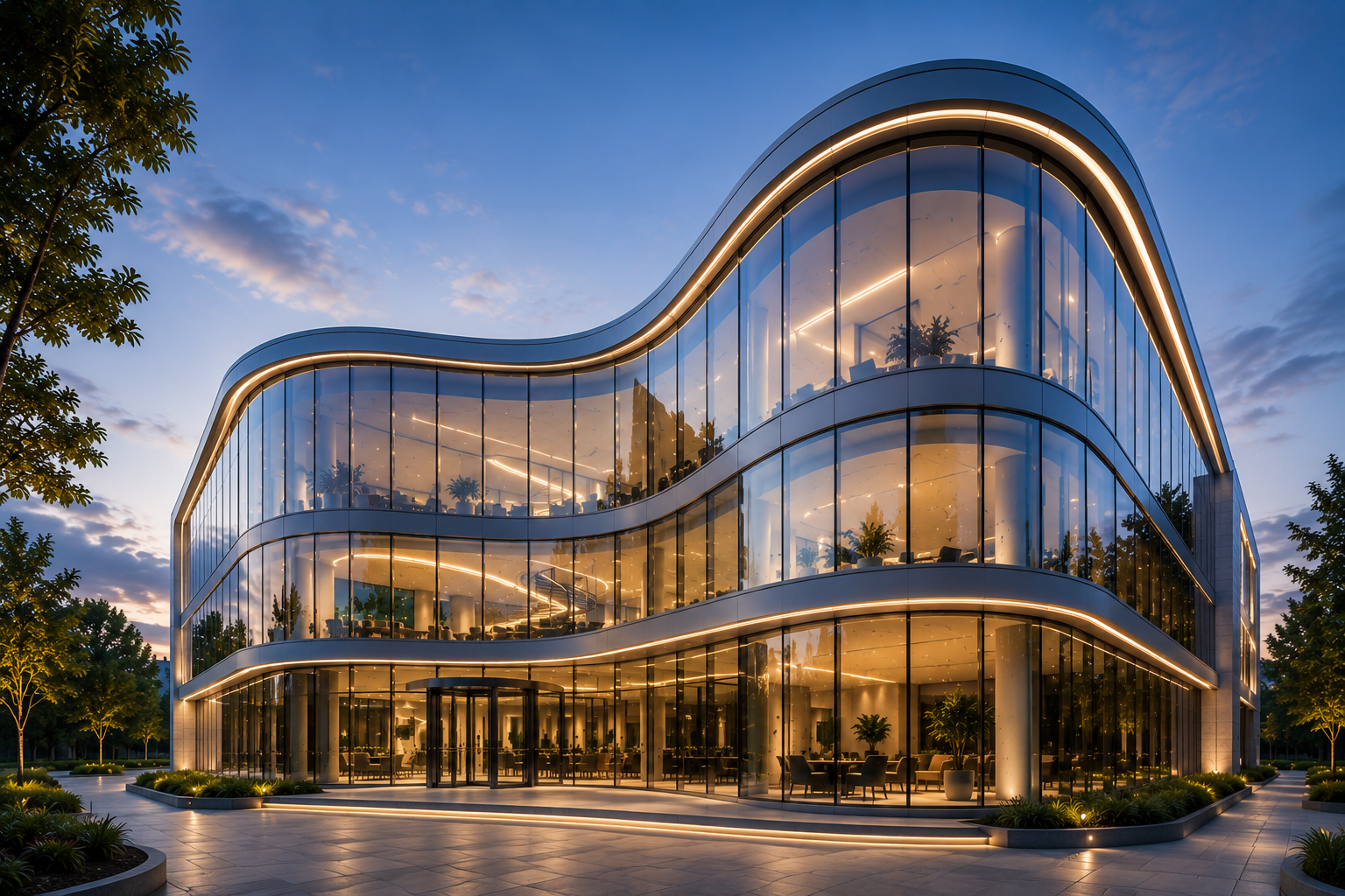Curved architectural window